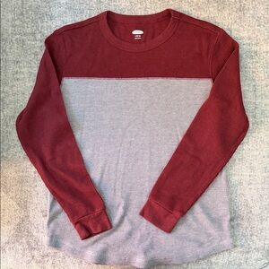 Old Navy Kids Long Sleeve Maroon and Gray Shirt